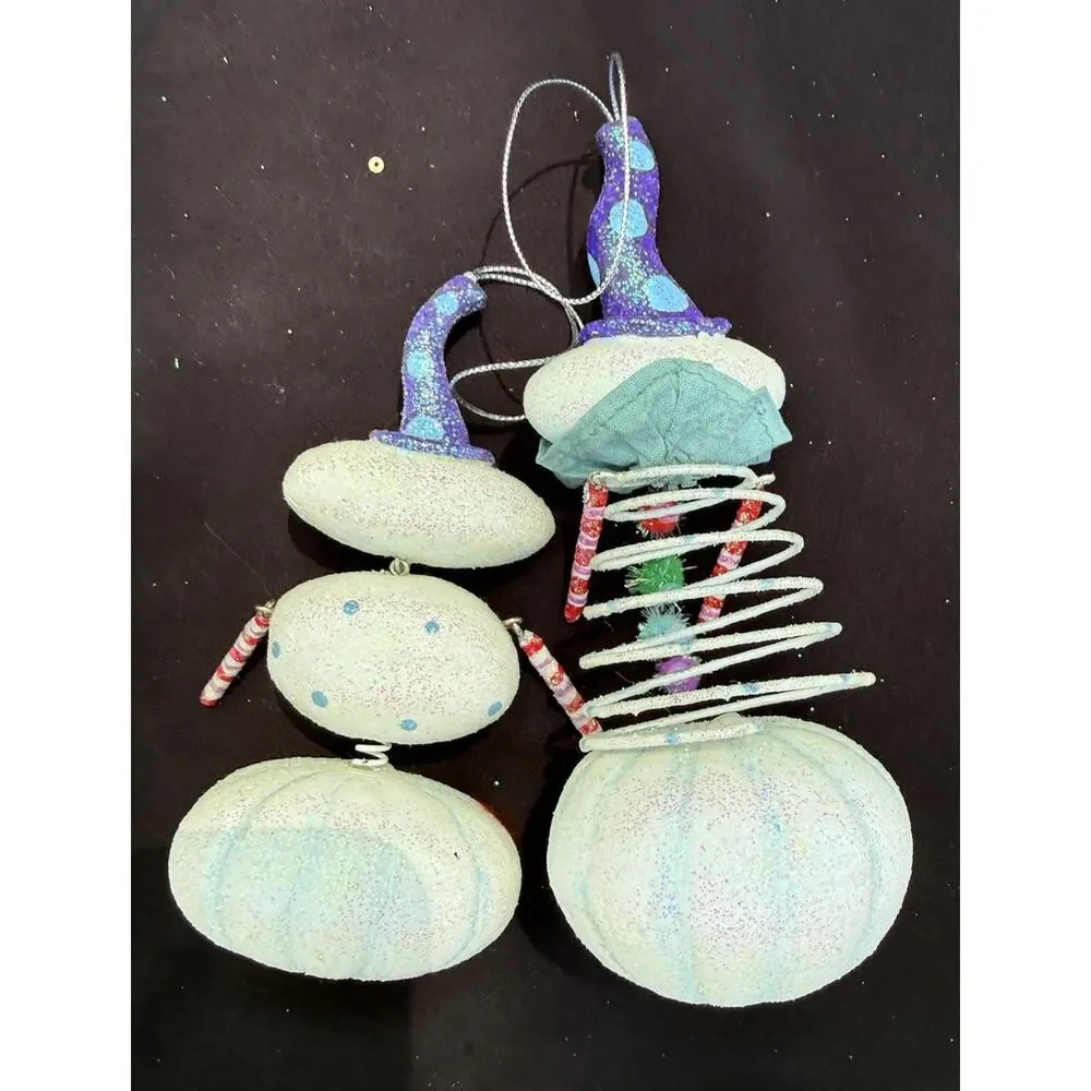 2 Midwest Of Cannon Falls Snowman Whimsical Christmas ornaments -K2
